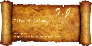 Tibold Jolán névjegykártya